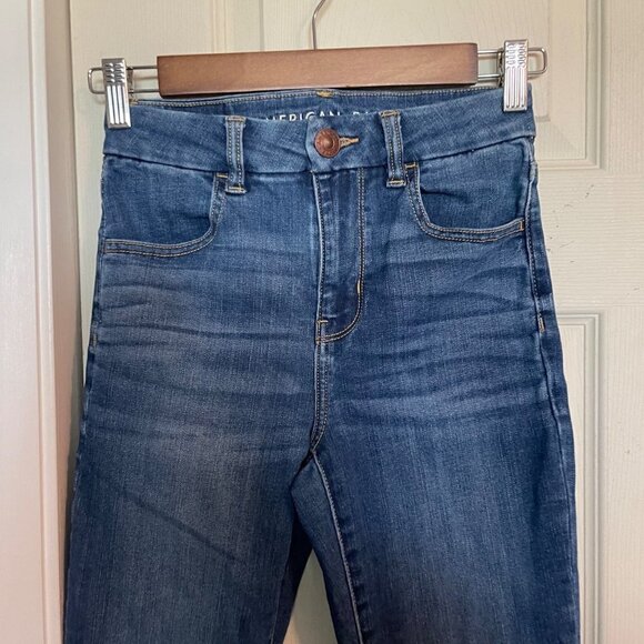 American Eagle Womens Dark Wash Curvy Hi-Rise Jegging Skinny Jeans Size 00 Short - Picture 5 of 16
